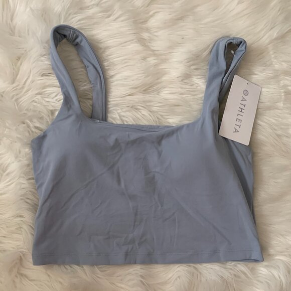 ATHLETA Trascend Square Neck Crop Sports Bra in Blue Star Sz LARGE for A-C Cups - Picture 1 of 4